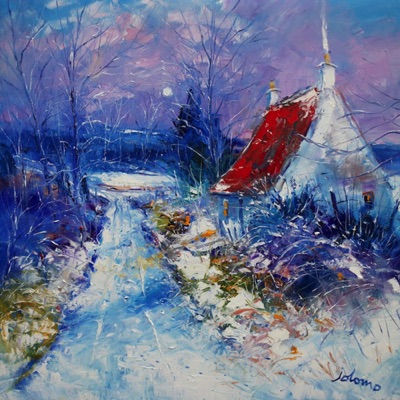 Early morning snow on the Skipness Road 24x24